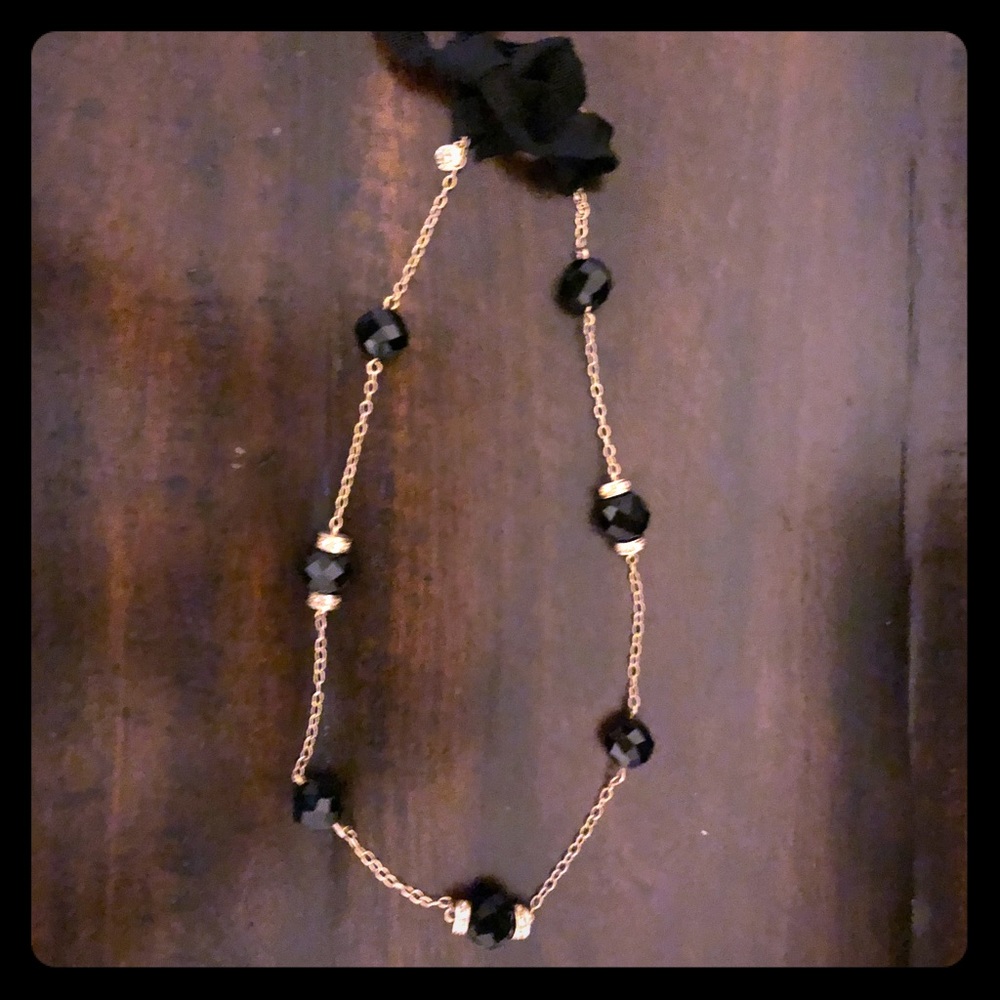 JCREW ribbon tie black necklace
